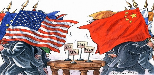 Resultado de imagem para guerra comercial China-Estados Unidos caricature