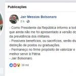 Bolsonaro sinaliza a militares com "benefícios" na Previdência