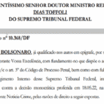 Bolsonaro recorre de arquivamento de queixa contra Moraes